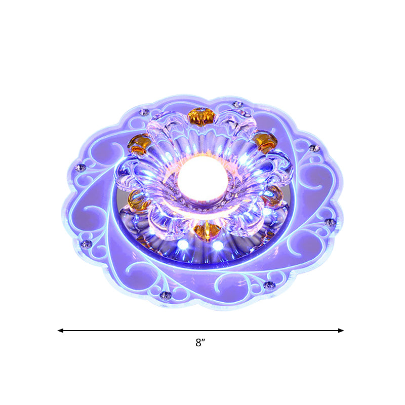 Floral Ceiling Lamp Modernity Clear Faceted Crystal LED Flush Mount Fixture for Corridor Clearhalo 'Ceiling Lights' 'Close To Ceiling Lights' 'Close to ceiling' 'Flush mount' Lighting' 2016276