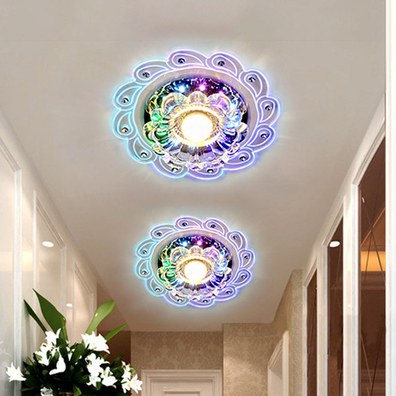 Minimal LED Flushmount Light Blossom Ceiling Lighting with Clear Beveled Crystal Shade Clearhalo 'Ceiling Lights' 'Close To Ceiling Lights' 'Close to ceiling' 'Flush mount' Lighting' 2016279