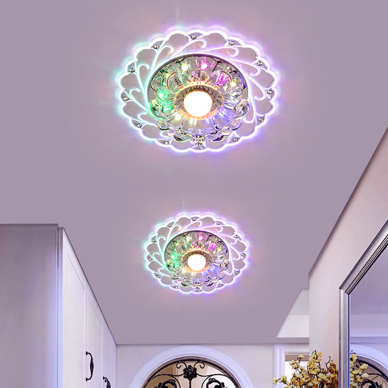 Bloom Flushmount Lighting Modernity Clear Faceted Crystal LED Foyer Ceiling Light Fixture Clearhalo 'Ceiling Lights' 'Close To Ceiling Lights' 'Close to ceiling' 'Flush mount' Lighting' 2016283