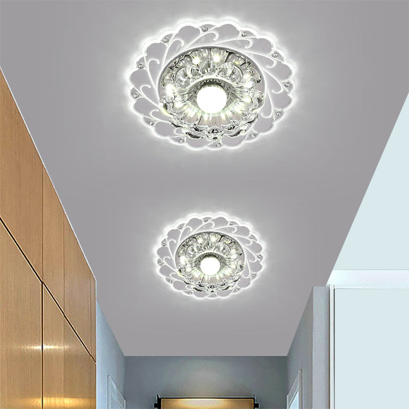 Bloom Flushmount Lighting Modernity Clear Faceted Crystal LED Foyer Ceiling Light Fixture Clearhalo 'Ceiling Lights' 'Close To Ceiling Lights' 'Close to ceiling' 'Flush mount' Lighting' 2016284