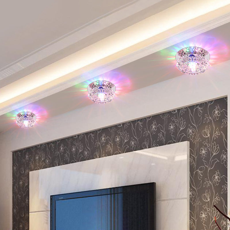 Clear Crystal Floral Ceiling Mounted Fixture Modernity LED Chrome Flush Light for Porch Clearhalo 'Ceiling Lights' 'Close To Ceiling Lights' 'Close to ceiling' 'Flush mount' Lighting' 2016358