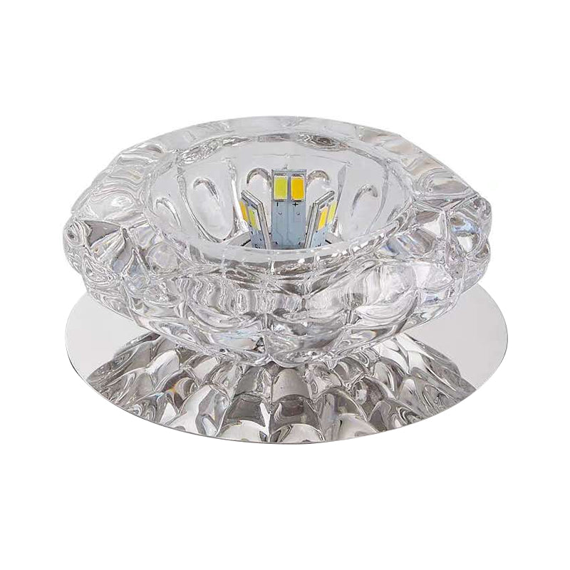 Clear Crystal Floral Ceiling Mounted Fixture Modernity LED Chrome Flush Light for Porch Clearhalo 'Ceiling Lights' 'Close To Ceiling Lights' 'Close to ceiling' 'Flush mount' Lighting' 2016359