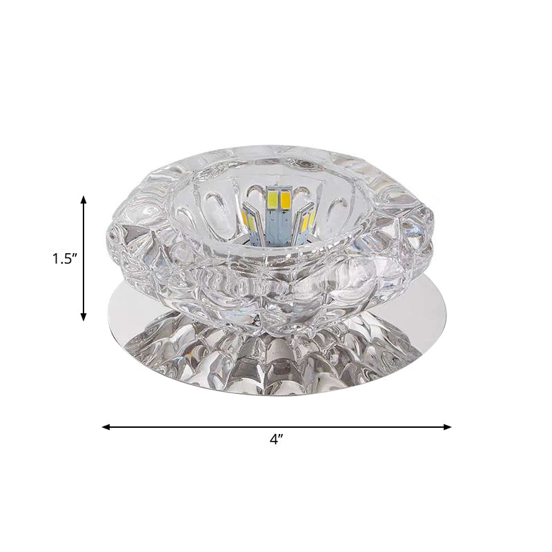 Clear Crystal Floral Ceiling Mounted Fixture Modernity LED Chrome Flush Light for Porch Clearhalo 'Ceiling Lights' 'Close To Ceiling Lights' 'Close to ceiling' 'Flush mount' Lighting' 2016360