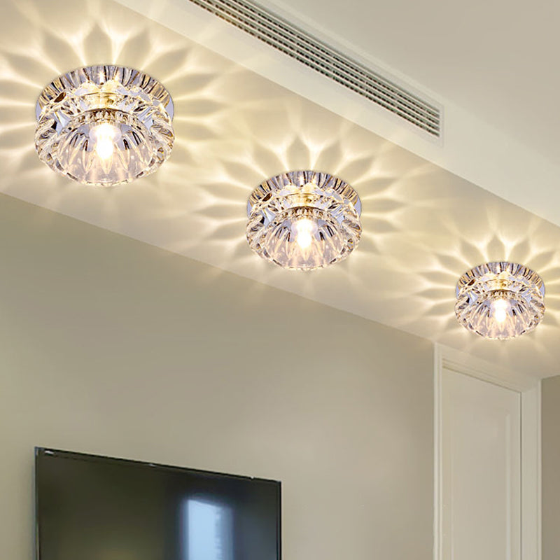 Bowl Shade Flush Mount Minimal Clear Crystal LED Chrome Close to Ceiling Lighting for Foyer Clearhalo 'Ceiling Lights' 'Close To Ceiling Lights' 'Close to ceiling' 'Flush mount' Lighting' 2016362