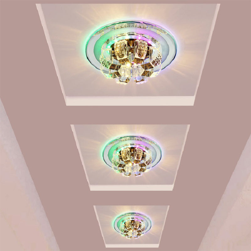 Modern LED Flush Mount Lighting Chrome Floral Ceiling Light with Faceted Crystal Shade Clearhalo 'Ceiling Lights' 'Close To Ceiling Lights' 'Close to ceiling' 'Flush mount' Lighting' 2016368
