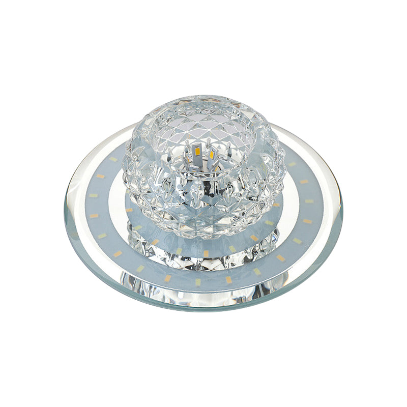 Geometrical Foyer Ceiling Light Fixture Faceted Crystal LED Simplicity Flush Mount in Chrome Clearhalo 'Ceiling Lights' 'Close To Ceiling Lights' 'Close to ceiling' 'Flush mount' Lighting' 2016406