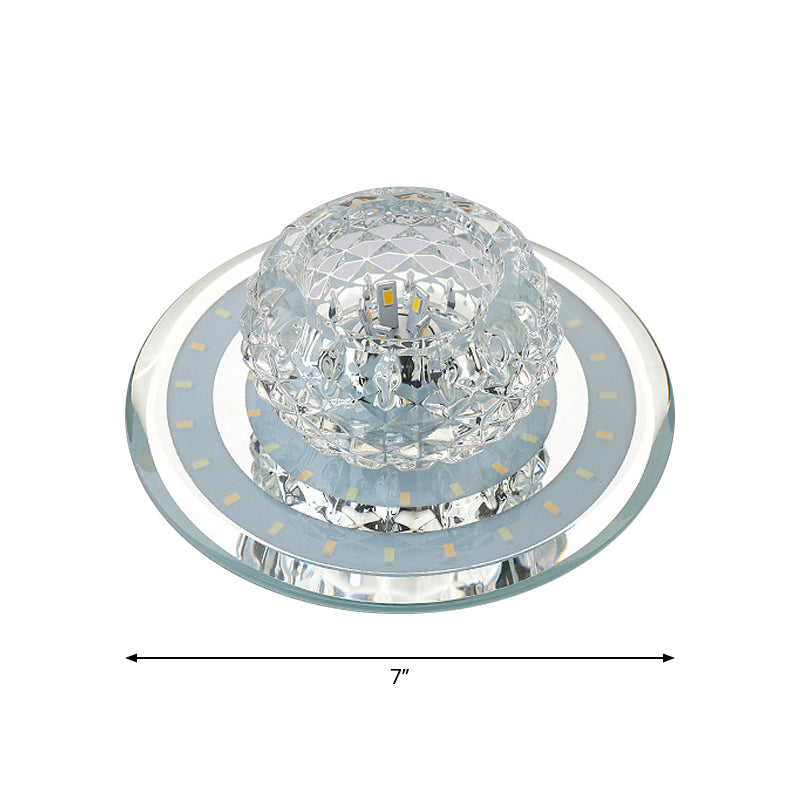 Geometrical Foyer Ceiling Light Fixture Faceted Crystal LED Simplicity Flush Mount in Chrome Clearhalo 'Ceiling Lights' 'Close To Ceiling Lights' 'Close to ceiling' 'Flush mount' Lighting' 2016408