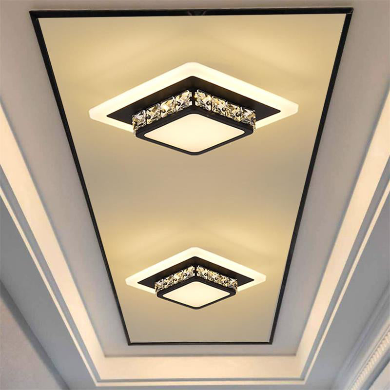 Modern LED Ceiling Mounted Lamp Geometrical Crystal Flush Light Fixture with Acrylic Shade Clearhalo 'Ceiling Lights' 'Close To Ceiling Lights' 'Close to ceiling' 'Flush mount' Lighting' 2016442