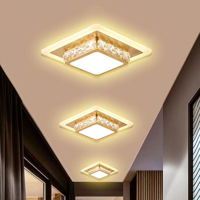 Modern LED Ceiling Mounted Lamp Geometrical Crystal Flush Light Fixture with Acrylic Shade Clearhalo 'Ceiling Lights' 'Close To Ceiling Lights' 'Close to ceiling' 'Flush mount' Lighting' 2016452