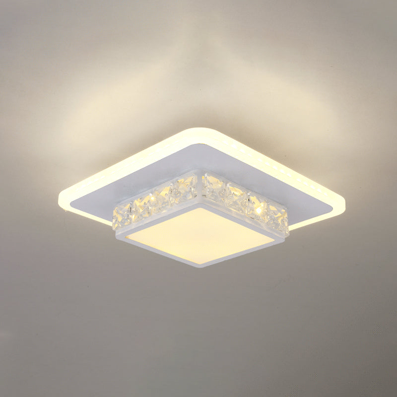 Modern LED Ceiling Mounted Lamp Geometrical Crystal Flush Light Fixture with Acrylic Shade Clearhalo 'Ceiling Lights' 'Close To Ceiling Lights' 'Close to ceiling' 'Flush mount' Lighting' 2016454
