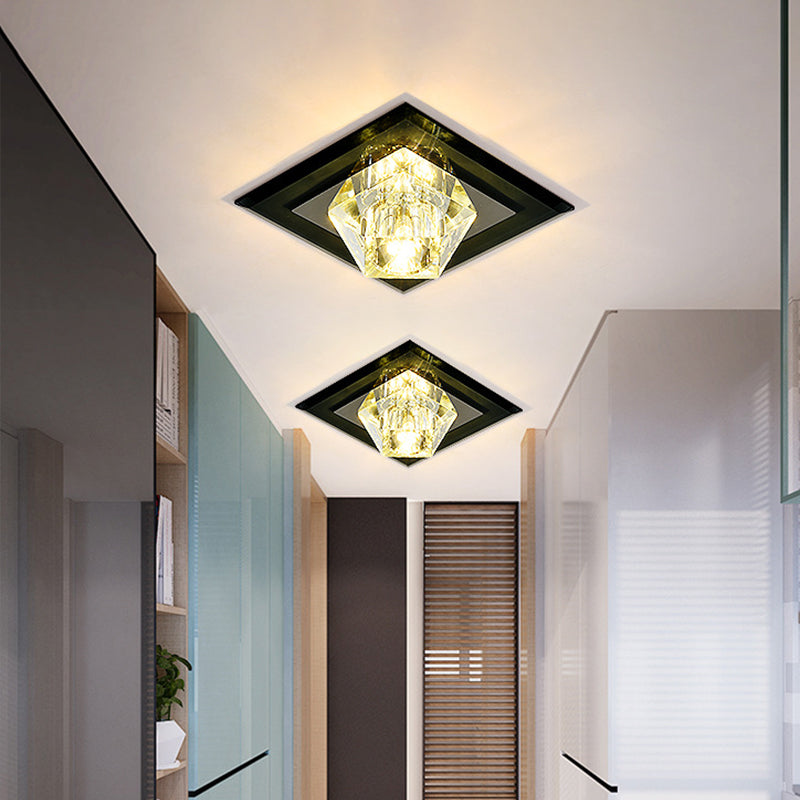 Pentagonal Porch Flushmount Light Clear Crystal LED Contemporary Ceiling Lighting Black Clearhalo 'Ceiling Lights' 'Close To Ceiling Lights' 'Close to ceiling' 'Flush mount' Lighting' 2016494