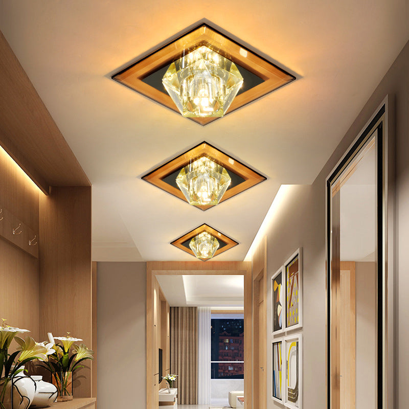 Pentagonal Porch Flushmount Light Clear Crystal LED Contemporary Ceiling Lighting Tan Clearhalo 'Ceiling Lights' 'Close To Ceiling Lights' 'Close to ceiling' 'Flush mount' Lighting' 2016499