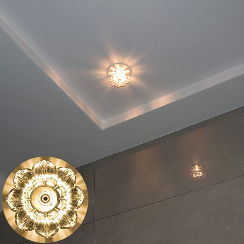Floweret Ceiling Mounted Fixture Contemporary Clear Crystal LED Flush Light for Corridor Clearhalo 'Ceiling Lights' 'Close To Ceiling Lights' 'Close to ceiling' 'Flush mount' Lighting' 2016543