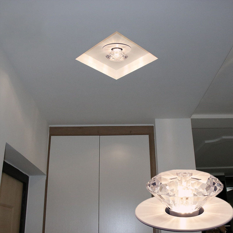 Minimalist LED Flush Mount Lamp Diamond Close to Ceiling Light with Clear Crystal Shade Clearhalo 'Ceiling Lights' 'Close To Ceiling Lights' 'Close to ceiling' 'Flush mount' Lighting' 2016548