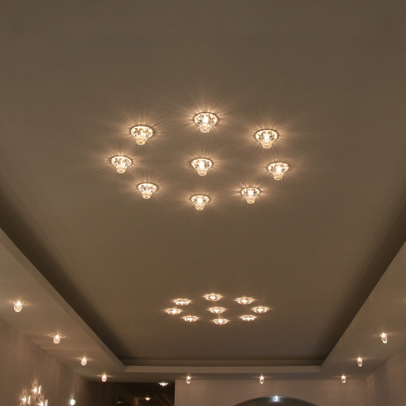 Morning Glory Clear Crystal Ceiling Lighting Modern Style LED Flush Light for Porch Clear Clearhalo 'Ceiling Lights' 'Close To Ceiling Lights' 'Close to ceiling' 'Flush mount' Lighting' 2016577