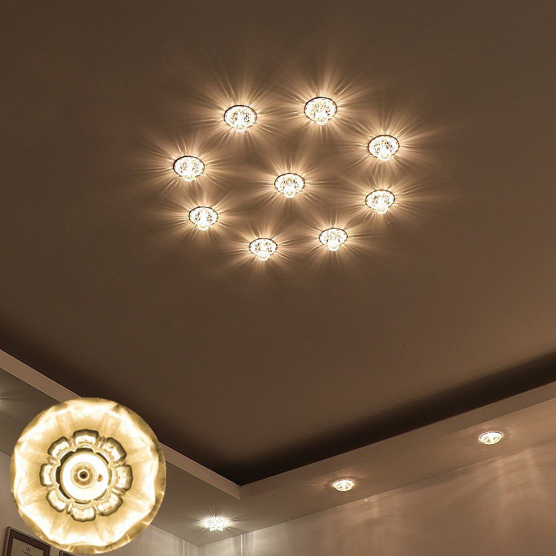 Morning Glory Clear Crystal Ceiling Lighting Modern Style LED Flush Light for Porch Clearhalo 'Ceiling Lights' 'Close To Ceiling Lights' 'Close to ceiling' 'Flush mount' Lighting' 2016578