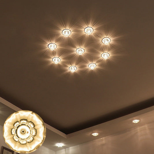Morning Glory Clear Crystal Ceiling Lighting Modern Style LED Flush Light for Porch Clearhalo 'Ceiling Lights' 'Close To Ceiling Lights' 'Close to ceiling' 'Flush mount' Lighting' 2016578