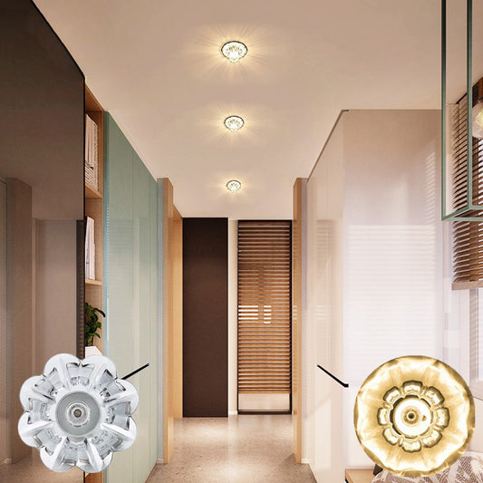 Morning Glory Clear Crystal Ceiling Lighting Modern Style LED Flush Light for Porch Clearhalo 'Ceiling Lights' 'Close To Ceiling Lights' 'Close to ceiling' 'Flush mount' Lighting' 2016579