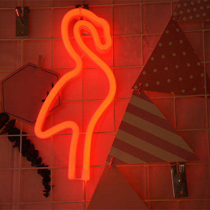 Kids Bedroom LED Night Light Cartoon Style White Wall Hanging Lamp with Flamingo Plastic Shade White Red Clearhalo 'Night Lights' 'Wall Lights' Lighting' 2016665