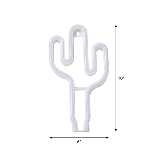 Plastic Cactus Mini Night Lamp Creative USB Operated LED White Wall Night Lighting Clearhalo 'Night Lights' 'Wall Lights' Lighting' 2016763