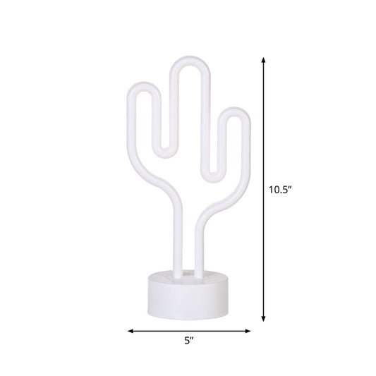 Cactus Shaped Plastic Nightstand Lamp Contemporary Battery Operated LED White Table Lighting Clearhalo 'Night Lights' 'Wall Lights' Lighting' 2016829