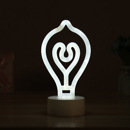 Cartoon LED Table Light White Bulb Shaped Battery Operated Night Lighting with Plastic Shade White Clearhalo 'Night Lights' 'Wall Lights' Lighting' 2016891