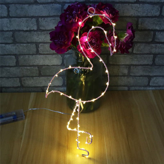 Metal Flamingo Wall Light Simplicity Battery Operated LED Pink Night Table Lamp Clearhalo 'Night Lights' 'Wall Lights' Lighting' 2017019
