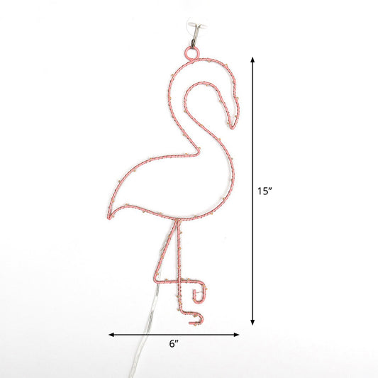 Metal Flamingo Wall Light Simplicity Battery Operated LED Pink Night Table Lamp Clearhalo 'Night Lights' 'Wall Lights' Lighting' 2017021