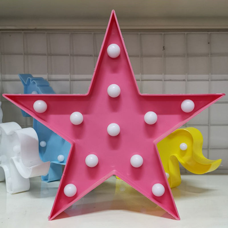 Plastic Pentagram Night Stand Lighting Minimalist LED Night Lamp for Girls Bedroom Pink Clearhalo 'Night Lights' 'Wall Lights' Lighting' 2017060