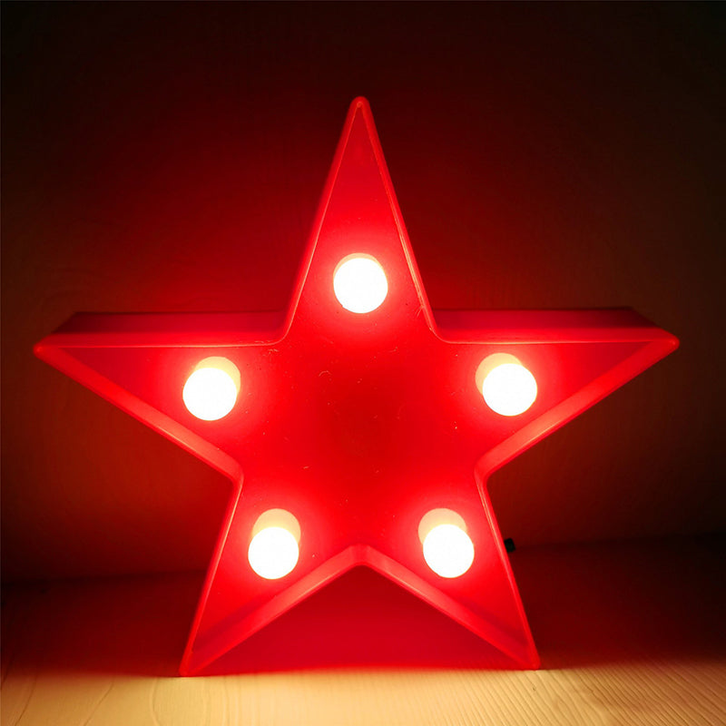 Plastic Pentagram Night Stand Lighting Minimalist LED Night Lamp for Girls Bedroom Red Clearhalo 'Night Lights' 'Wall Lights' Lighting' 2017065