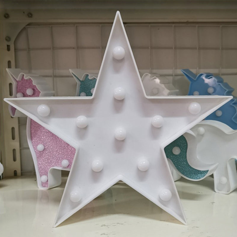 Plastic Pentagram Night Stand Lighting Minimalist LED Night Lamp for Girls Bedroom White Clearhalo 'Night Lights' 'Wall Lights' Lighting' 2017068