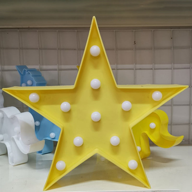 Plastic Pentagram Night Stand Lighting Minimalist LED Night Lamp for Girls Bedroom Yellow Clearhalo 'Night Lights' 'Wall Lights' Lighting' 2017070