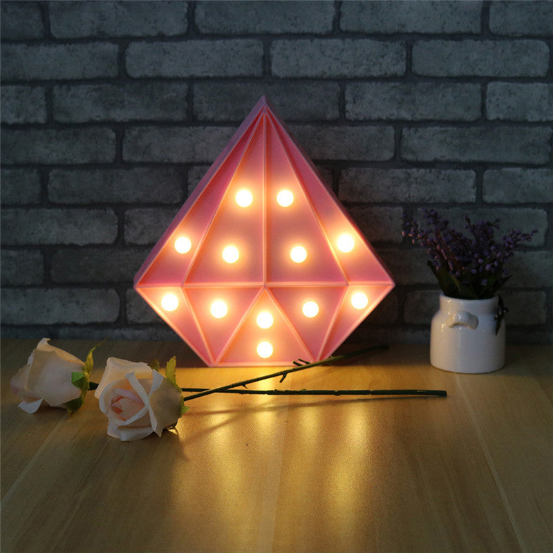 Plastic Diamond Night Lighting Contemporary Battery Operated LED Wall Night Light Pink Clearhalo 'Night Lights' 'Wall Lights' Lighting' 2017107
