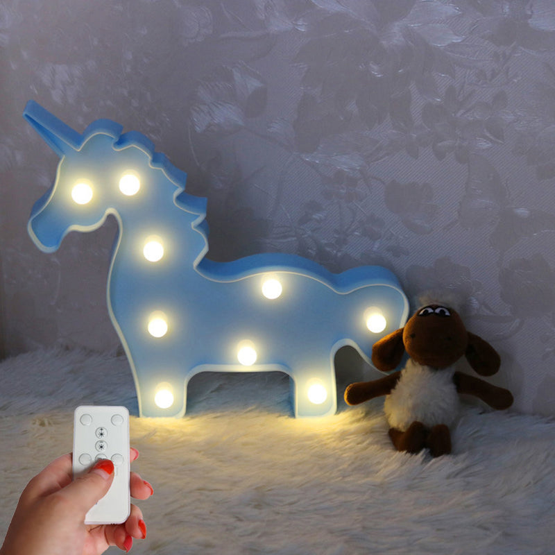 Minimal Unicorn Wall Night Lamp Plastic Children Bedroom LED Night Lighting Blue Clearhalo 'Night Lights' 'Wall Lights' Lighting' 2017171
