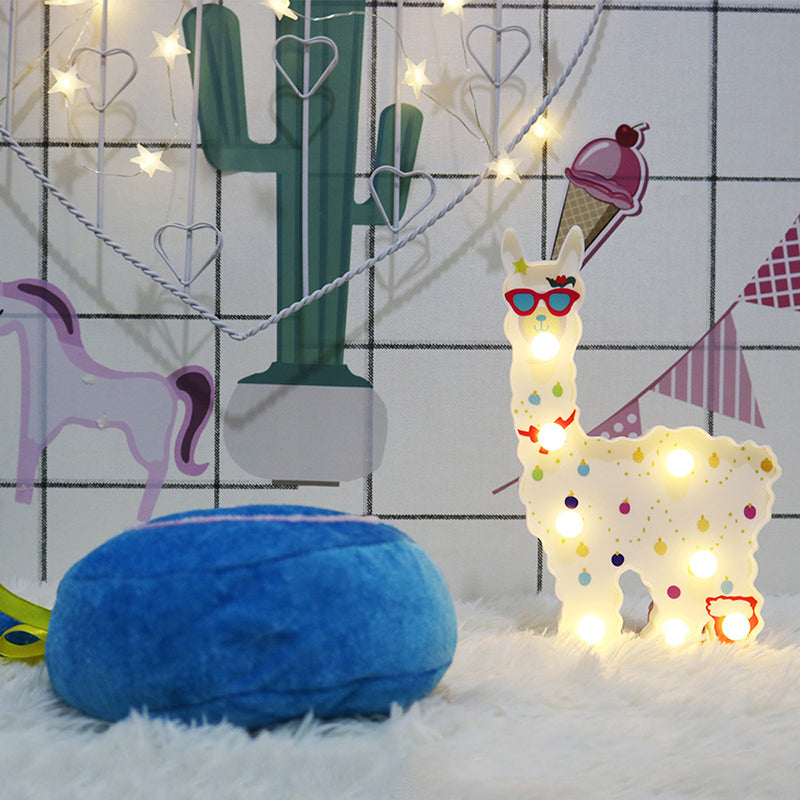 Plastic Alpaca Night Lighting Contemporary Battery Operated LED Wall Night Lamp for Girls Room White B Clearhalo 'Night Lights' 'Wall Lights' Lighting' 2017178
