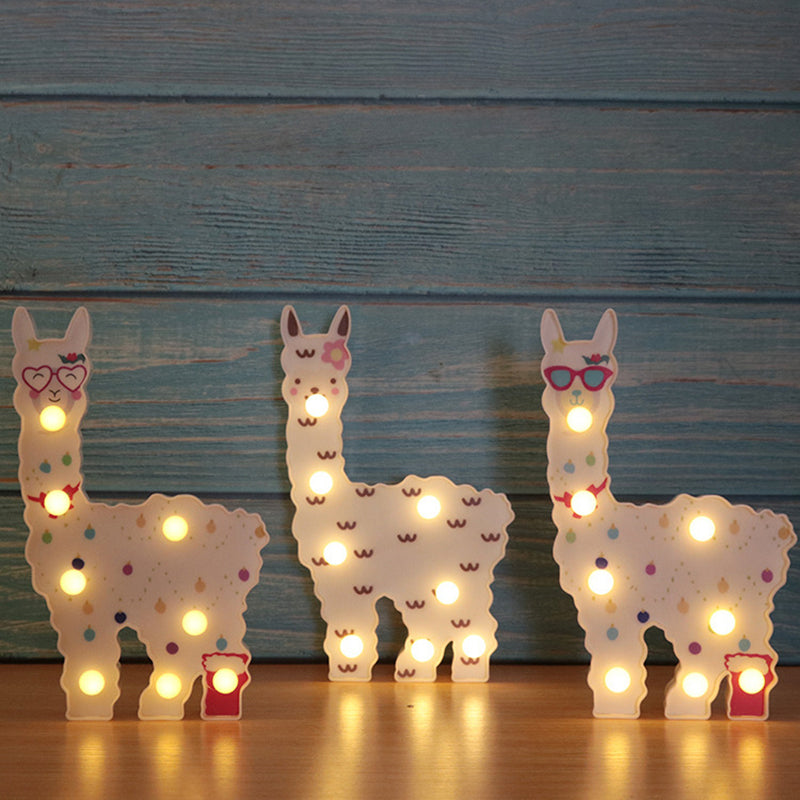 Plastic Alpaca Night Lighting Contemporary Battery Operated LED Wall Night Lamp for Girls Room Clearhalo 'Night Lights' 'Wall Lights' Lighting' 2017179