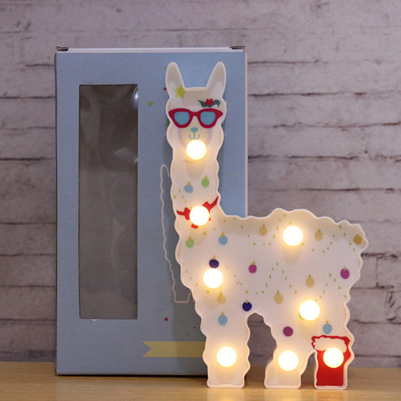 Plastic Alpaca Night Lighting Contemporary Battery Operated LED Wall Night Lamp for Girls Room Clearhalo 'Night Lights' 'Wall Lights' Lighting' 2017180