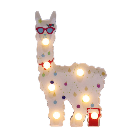 Plastic Alpaca Night Lighting Contemporary Battery Operated LED Wall Night Lamp for Girls Room Clearhalo 'Night Lights' 'Wall Lights' Lighting' 2017181