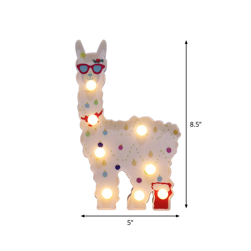 Plastic Alpaca Night Lighting Contemporary Battery Operated LED Wall Night Lamp for Girls Room Clearhalo 'Night Lights' 'Wall Lights' Lighting' 2017182