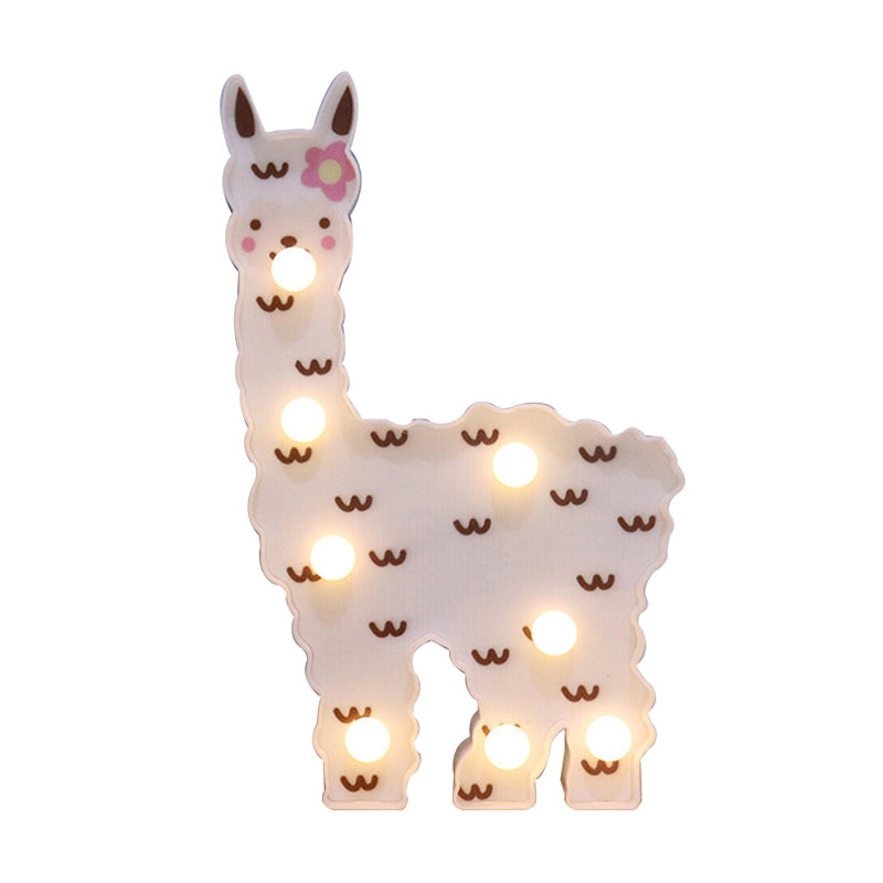 Plastic Alpaca Night Lighting Contemporary Battery Operated LED Wall Night Lamp for Girls Room Clearhalo 'Night Lights' 'Wall Lights' Lighting' 2017185