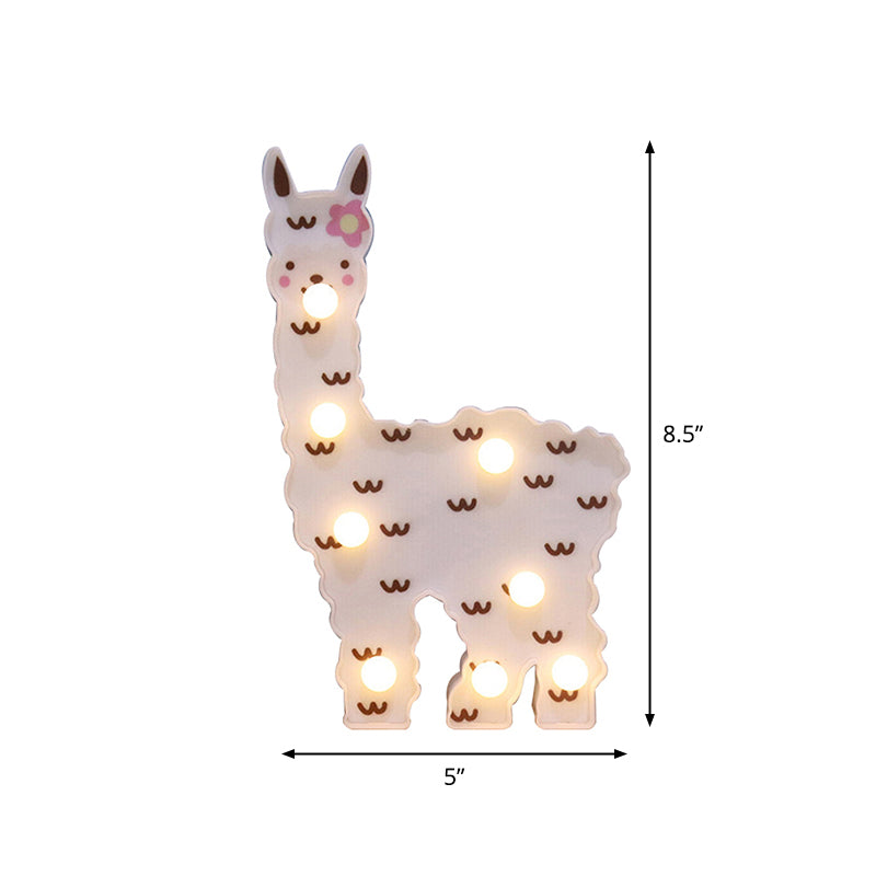 Plastic Alpaca Night Lighting Contemporary Battery Operated LED Wall Night Lamp for Girls Room Clearhalo 'Night Lights' 'Wall Lights' Lighting' 2017186
