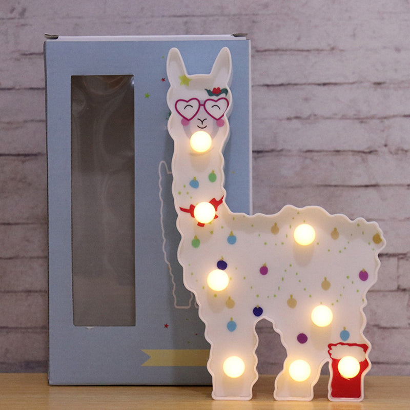 Plastic Alpaca Night Lighting Contemporary Battery Operated LED Wall Night Lamp for Girls Room Clearhalo 'Night Lights' 'Wall Lights' Lighting' 2017188