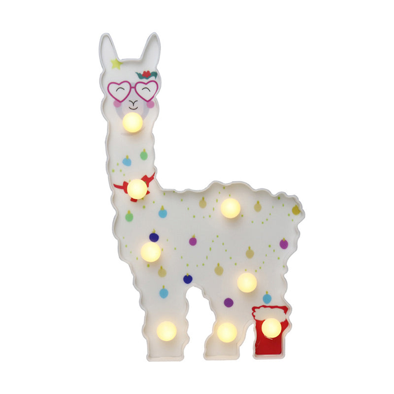 Plastic Alpaca Night Lighting Contemporary Battery Operated LED Wall Night Lamp for Girls Room Clearhalo 'Night Lights' 'Wall Lights' Lighting' 2017189