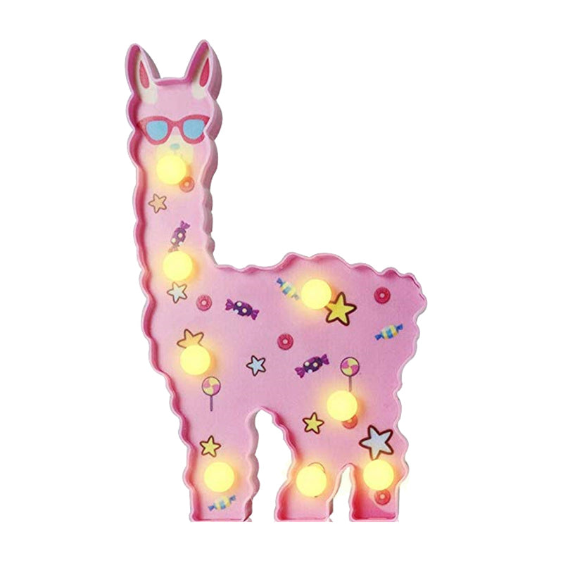 Plastic Alpaca Night Lighting Contemporary Battery Operated LED Wall Night Lamp for Girls Room Pink B Clearhalo 'Night Lights' 'Wall Lights' Lighting' 2017191