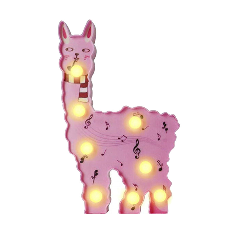Plastic Alpaca Night Lighting Contemporary Battery Operated LED Wall Night Lamp for Girls Room Pink C Clearhalo 'Night Lights' 'Wall Lights' Lighting' 2017193
