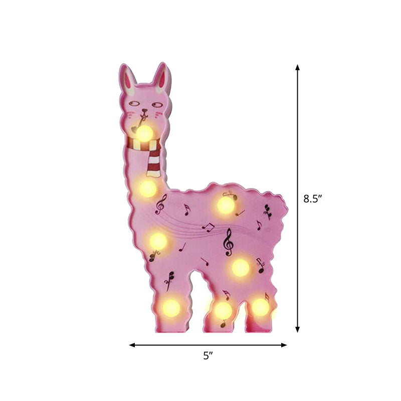 Plastic Alpaca Night Lighting Contemporary Battery Operated LED Wall Night Lamp for Girls Room Clearhalo 'Night Lights' 'Wall Lights' Lighting' 2017194