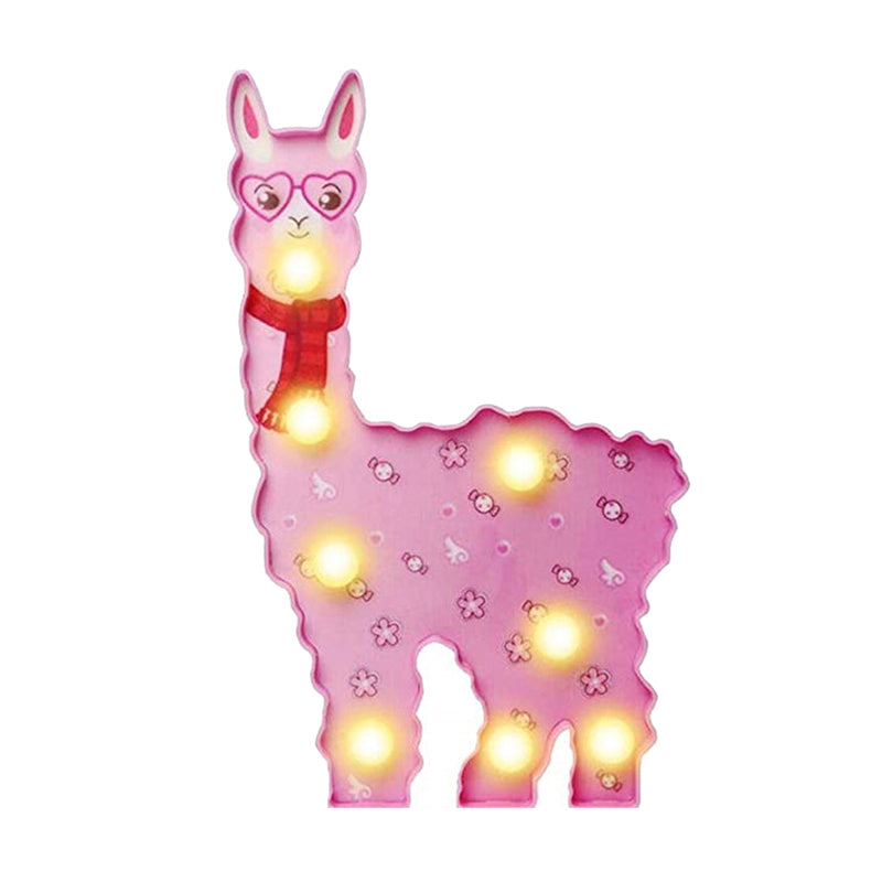 Plastic Alpaca Night Lighting Contemporary Battery Operated LED Wall Night Lamp for Girls Room Pink A Clearhalo 'Night Lights' 'Wall Lights' Lighting' 2017195