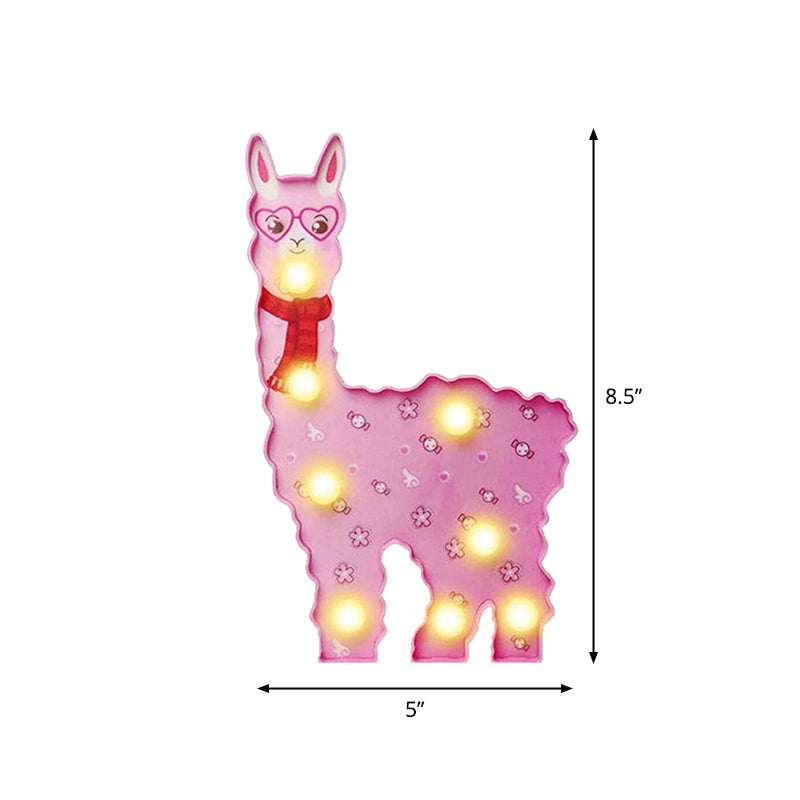 Plastic Alpaca Night Lighting Contemporary Battery Operated LED Wall Night Lamp for Girls Room Clearhalo 'Night Lights' 'Wall Lights' Lighting' 2017196