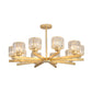 Gold 3/6/10 Heads Pendant Lighting Modern Cylindrical Crystal Radial Chandelier Light 10 Gold Clearhalo 'Ceiling Lights' 'Chandeliers' 'Modern Chandeliers' 'Modern' Lighting' 2017295