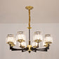 4/6/12 Lights Cylinder Up Chandelier Post-Modern Black and Brass Crystal Prism Hanging Light Fixture Clearhalo 'Ceiling Lights' 'Chandeliers' 'Modern Chandeliers' 'Modern' Lighting' 2017318